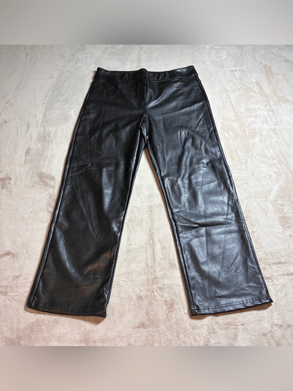 Laundry By Shelli Segal Faux Leather Wide Leg Pants Black Women’s Size Large L